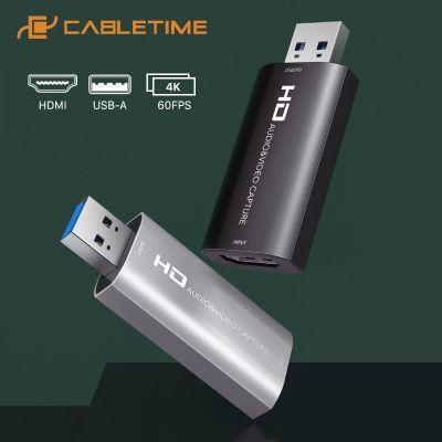 ﹍ CABLETIME 4K Video Capture Card USB 3.0 HDMI-compatible Video Capture for Live Streaming Camera Game Recording Switch C371