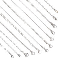 1Set 304 Stainless Steel Chain Necklaces with Lobster Claw Clasps Stainless Steel Color 12strands/set