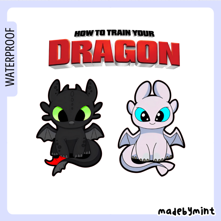 How to Train Your Dragon Stickers Toothless & Light Fury Waterproof