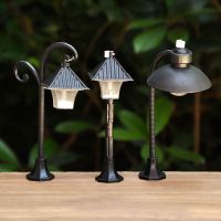 【CC】☃™﹍  2023 Street Lamp Dollhouse Desk Miniature Landscape Ornament Garden Park Lamppost Table