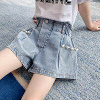 Kids Short Pants Girl Fashion Thin Denim Solid  Childrens Casual Cotton Baby Cute Girls Clothes Elastic Waist Shorts New Summer Hot Sales 4-13 Years