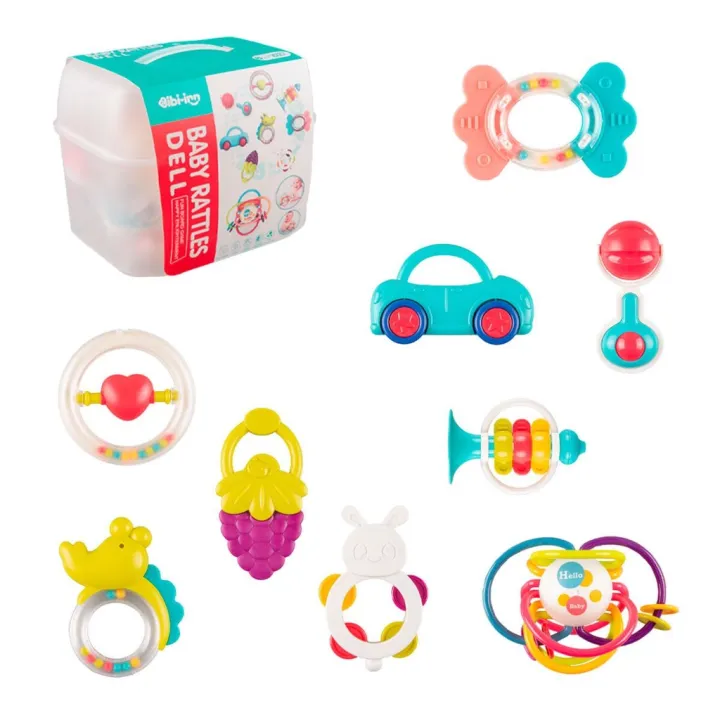 Bibiin ยางกัดของเล่น 8+1 พร้อมกล่องเก็บ Baby Rattles Dell 60874