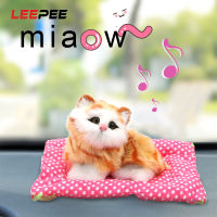 【 Cw】leepee จำลองตุ๊กตาแมวตุ๊กตาอุปกรณ์รถยนต์พร้อมเสียงเครื่องประดับรถยนต์ของเล่นลูกแมวน่ารักตกแต่งแดชบอร์ด