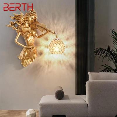 BERTH โมเดิร์นไฟ LED ทองโคมไฟติดผนังในร่มสร้างสรรค์วินเทจเรซิ่นโคมไฟติดผนังบ้านห้องนั่งเล่นห้องนอนห้องโถงตกแต่ง