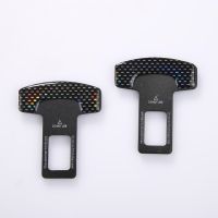 2Pcs Safety Belt Buckles Real Carbon Fiber Car Seat Alarm Canceler Stopper Plug Buckle Seat belt Clip Car Safety Belt Extender