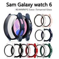 Casing PC + กระจกสำหรับนาฬิกา Samsung Galaxy Watch 6 40มม. 44มม. ตัวป้องกันหน้าจอคลุมทั้งหมดกรอบเคสกันกระแทก6แบบแข็งฟิล์ม