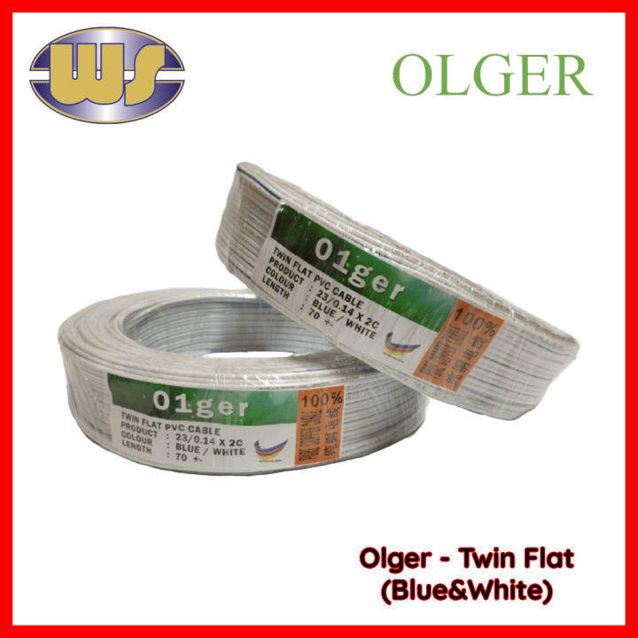 Olger Twin Flat Cable 23/014(Blue/White) (70M+) Lazada