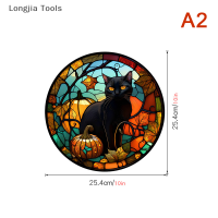 Longjia Tools สติกเกอร์กระจกหน้าต่าง PVC แบบสถิตลายแมวสีสันสดใสลายฮาโลวีนสติกเกอร์ติดกระจกสำหรับตกแต่งงานปาร์ตี้ฟิล์มตกแต่งบ้าน