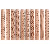 Embossed Rolling Pin Christmas Theme Carving Pattern 3D Wooden Roll Embossed Pastry Fudge Cake Dough Kitchen