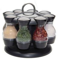 hotx【DT】 Rotating Spice Rack with Bottles Table Top Condiment Jars Organizer Tools