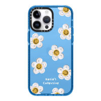 《KIKI》Original glitter CASE. TIFY Cute Phone Case for iphone 14 14plus 14pro 14promax 11 12 13promax High-end shockproof hard case Beautiful Cartoon daisy Floral sunflower doodle pattern 2023 Official New Design Luxury elegant Style Blue