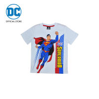 Magic Two Justice League T-Shirt for kids เสื้อยืดลายจัสติสลีกสำหรับเด็ก (Superman) สีขาว