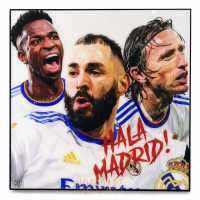 Real Madrid เรอัลมาดริด Benzema เบนเซม่า Luka Modric Vinicius Junior รูปภาพ​ติด​ผนัง​ pop art พร้อมกรอบและที่แขวน ฟุตบอล​ กรอบรูป​​ รูปภาพ