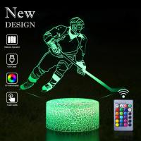 Dropshipping 3D Hockey LED Night Light LED Sport Illusion Remote Control Table Lamp Desk Nightlight Birthday Christmas Kids Gift
