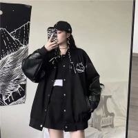 Womens Jackets Harajuku Loose Student Print Baseball Uniform