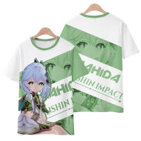 ใหม่ genshin ผลกระทบเสื้อยืดอะนิเมะเกมสาว Naida 3D พิมพ์สตรีผู้ชายผู้หญิงสบายๆแฟชั่นขนาดใหญ่เสื้อยืดเด็กท็อปส์ประเดิม