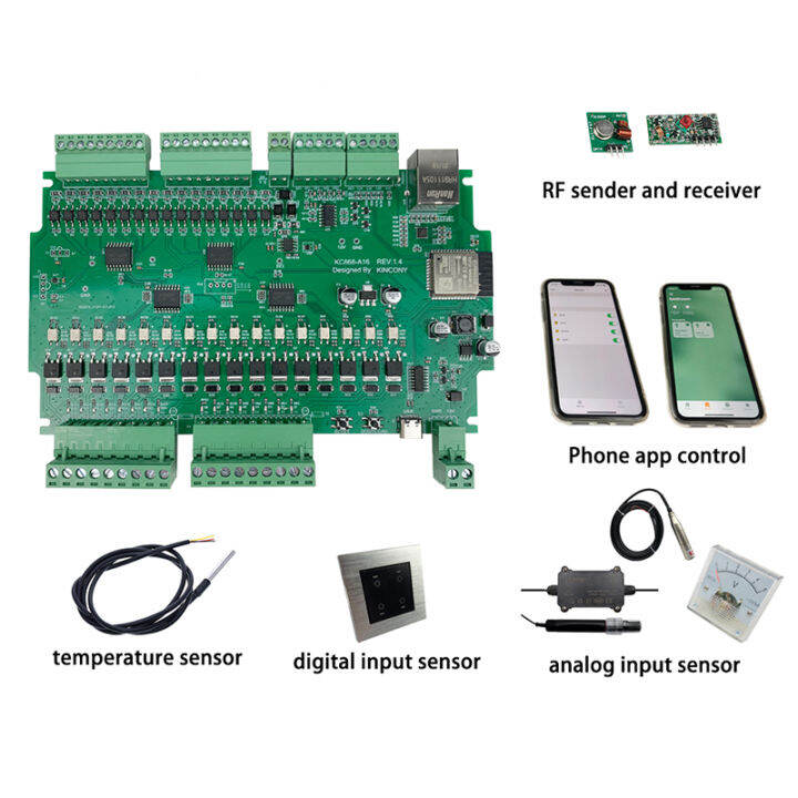 kincony-a16-tasmota-esphome-home-assistant-arduino-ide-esp32-development-board-mqtt-tcp-web-http-smart-switch-controller