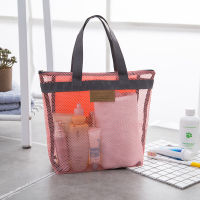 【LuckShops】BEAUTYBIGBANG Large Mesh Beach Handbag Carabiner Drawstring Bag Travel Beach Bag Storage Bag with 6 Pockets