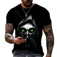 2023Skull Head Humor Fun Art 3D Print Men T-shirts Summer Fashion Skeleton Round Neck Short Sleeve Loose Oversized Breathable 6XL