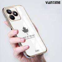 Vantime สำหรับ Realme C35 C55 C53 C33 เคส 6D ชุบใบเมเปิ้ลป้องกันกล้องกรอบสี่เหลี่ยมกันกระแทกฝาหลังแบบอ่อน