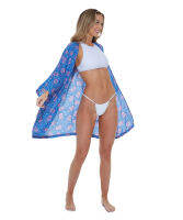 69SLAM WOMEN KIMONO BIKINI COVER UP HAMSA HAND OAHU SUMMER / RAYON / SOFT / BREATHABLE / LIGHT-WEIGHT / ชุดคลุมบิกินี่ เสื้อคลุมชุดว่ายน้ำ เดินชายหาด