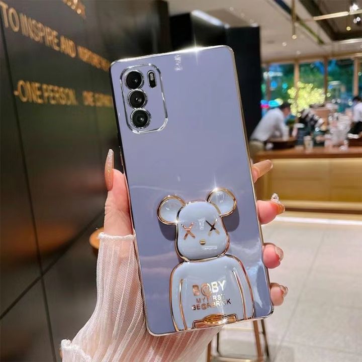 เคสโทรศัพท์สำหรับ-oppo-a16-reno-6z-reno-6-5g-ฝาหลังสุดหรู3มิติพร้อมที่ใส่หมี