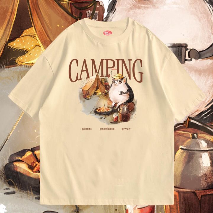 มีสินค้า-เสื้อ-camping-น่ารักๆ-ผ้าcotton-100-มีสองสี-ทั้งทรงปกติและ-oversize
