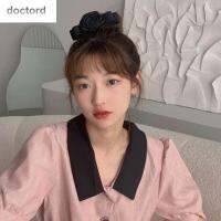 DOCTORD คลิปที่ติดผมผู้หญิงสไตล์เกาหลีผูกโบว์อุปกรณ์เสริมเส้นผมเครื่องประดับศีรษะนางฟ้าดอกกุหลาบผ้าสไตล์ฝรั่งเศสแนววินเทจ