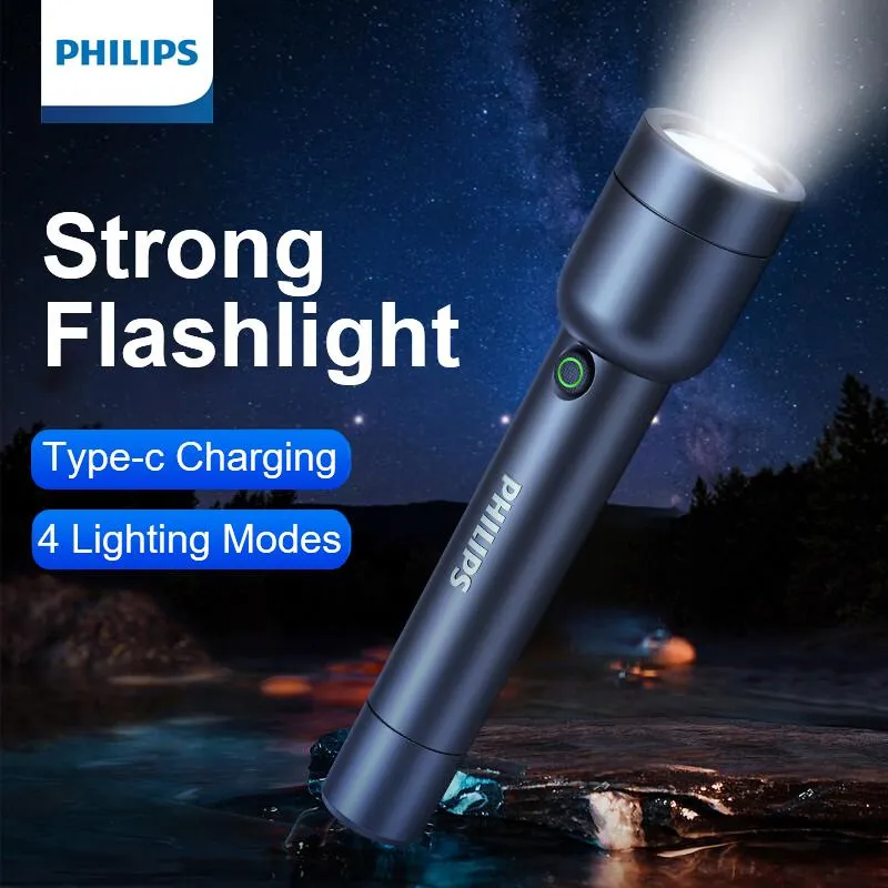 Philips SFL1236 LED Flashlight with USB Charging 18650 Battery 4 