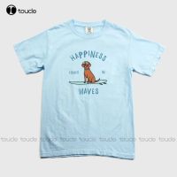 Dog Tshirt Happiness Comes In Waves Tee Surfing Surf Shirt Summer T-Shirt Beachbum Beach Bum Ocean Sea Oversized T Shirt Tshirt