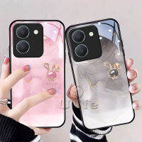 เคสโทรศัพท์เคสสำหรับ VIVO Y36 5G เคส VIVO Y36 X70 X70 Pro X60 Pro ใหม่เคสภาพวาดหมึกกระต่าย3D น่ารักใหม่ฝาครอบเลนส์กล้องกันกระแทกกันฝุ่นกระจกเทมเปอร์ป้องกันรอยขีดข่วนกรอบป้องกันรอยขีดข่วน