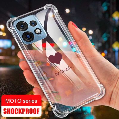 Motorola MOTO X40 X30 Pro Edge 30 Ultra Neo S30 Pro E22 E22i E13ขอบ E6s 20 Lite ใสเต็มรูปแบบรักหัวใจเคสมือถือแบบนิ่มเคสกันกระแทก