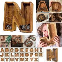 【COD&amp;Ready Stock】New Creative Wooden Personalized Piggy Bank Toy Alphabet Saving Coin Box Gift for Kids