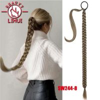 Ponytail Extensions Synthetic Boxing Braids Wrap Around Chignon Tail With Rubber Band Hair Ring 34 quot; Brown Ombre Braid DIY Lihui