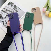 เคสโทรศัพท์สำหรับ iPhone 11 12 13 14 Pro Max Plus,เคสกันกระแทกมือถือสายคล้องคอหนังหุ้มกล้อง