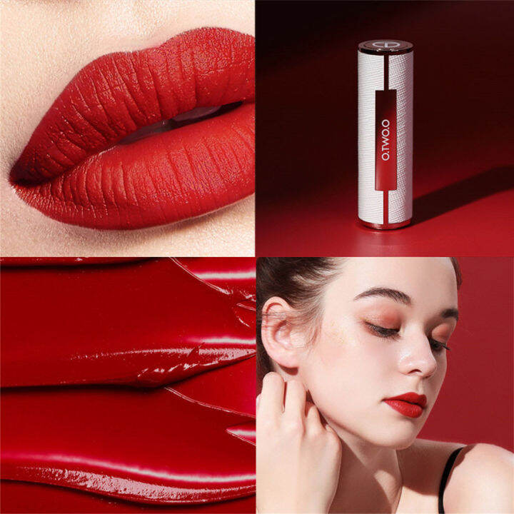 Kpop Fashion O.TWO.O Matte Lipstick Nude Brown Red Lips Makeup Velvet ...