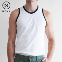 Noxx Tank Top 100% Premium Pima Cotton: เสื้อกล้าม ผ้าพีม่าคอตต้อน 100% สีขาว กุ๊นดำ