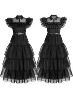 Wednesday Halloween Addams Cosplay Dress For Girl Kids Movie Costumes Black Sleeveless Gothic Dresses Party Women Nightdress