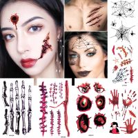 Halloween Fake Tattoo Stickers Scary Scar Blood Spider Waterproof Temporary Tattoos Tatoo Tatoo Sticker for Men Women Girl Kids