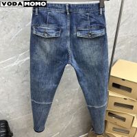 【YD】 Fashion Designer Men Jeans Stretch Painted Ripped Korean Denim Pants cargo