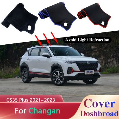 แผ่นติดถาดรองพลาสติกโปร่งใสฝาปิดแผงควบคุมสำหรับแผงหน้าปัดของ Changan CS35 Plus 2021 2023แผ่นกันลื่นอุปกรณ์เสริมพรมกันกระแทกม่านบังแดด