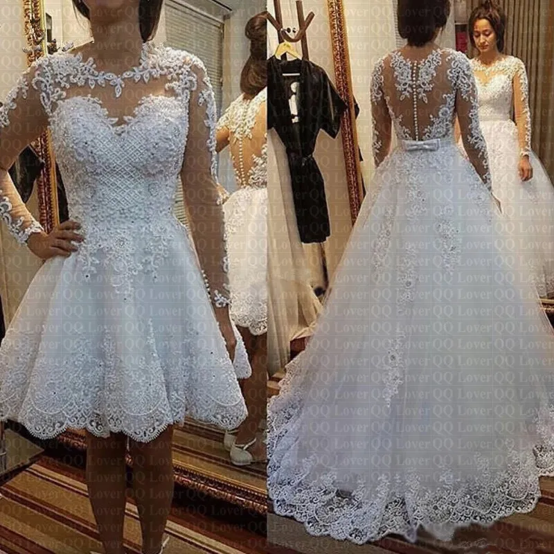 21 New Detachable Train Princess Vestido De Noiva Lace Appliques Pearls Bridal Gowns 2 In 1 Ball Gown Wedding Dresses Lazada Ph