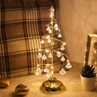 Crystal Christmas Tree Table Lamp for Bedroom Decor LED Christmas Lights Christmas Decoration Desk Night Light for Home Office