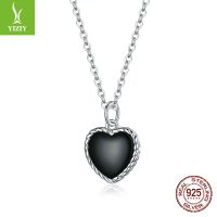 [COD] AliExpress supply black agate love necklace 925 silver European and elegant high-end collarbone chain SCN443