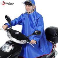 Rainfreem MenWomen Impermeable ElectromobileBicycle Rain Poncho Thick Raincoat Double Transparent Hood Rain Gear Rain Coat