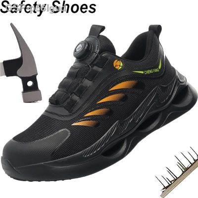 คุณภาพสูง✑☍P56lgud รองเท้าทำงานผู้ชายน้ำหนักเบารองเท้าผ้าใบระบายอากาศกันการเจาะนิ้วเท้าสำหรับผู้ชายขนาด43