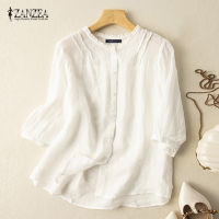 (จัดส่งฟรี)Fancystyle ZANZEA เสื้อลูกไม้ลำลองของผู้หญิงเสื้อคอกลมวินเทจหลวมติดกระดุมเสื้อลงมา #2