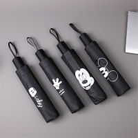 Black Mickey Portable Folding Umbrellas Rain For Men Women Black Coating Parasol Walking travel gifts