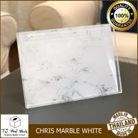 ACRYLIC SERVING TRAY MARBLE ถาดอะคริลิค ถาดลายหินอ่อน สีขาว เคลือบอะคริลิค ถาดเสิร์ฟ ถาดเสริฟ ทรงสี่เหลี่ยมผืนผ้า ถาดใส่ของ ขนาด 35x25X2.4CM