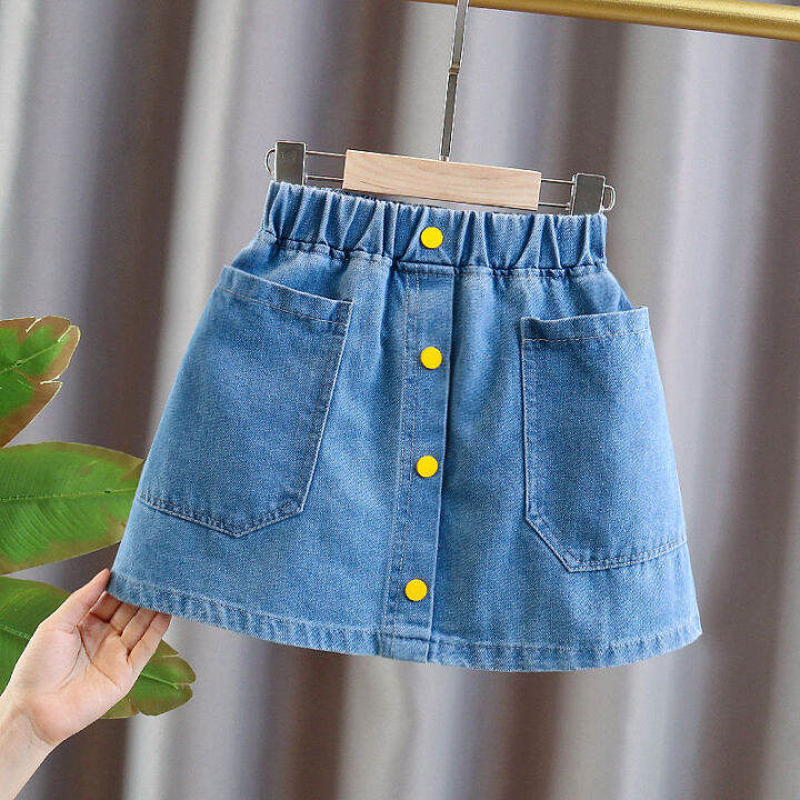 Elastic waist denim on sale skirt